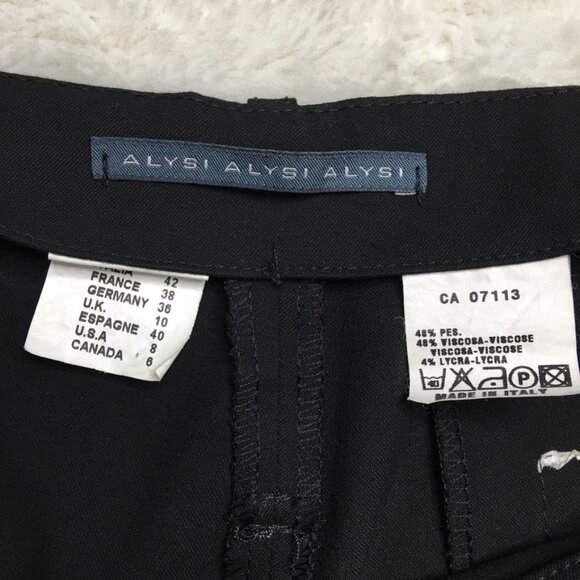 Alysi Women's Black Straight Slacks Trousers Pants Size 8 - Picture 13 of 14